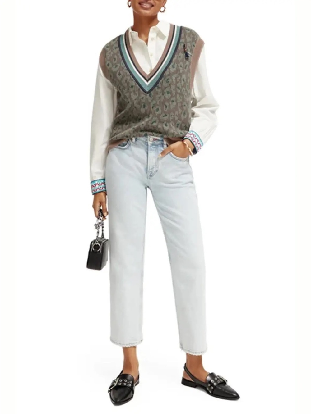 Scotch & Soda Women's Animal Jacquard Knitted Spencer Vest Size XS/S
